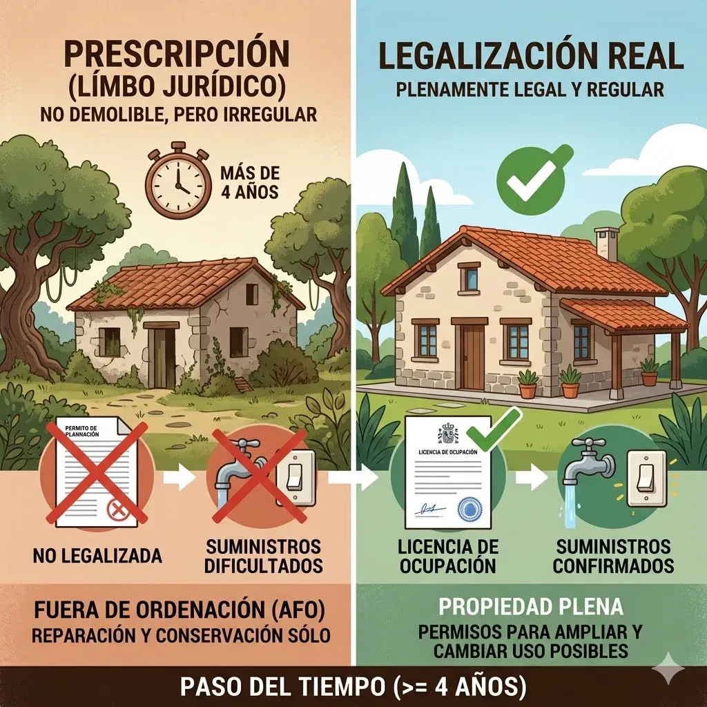 Legalizar construcción en suelo rústico de 4 años